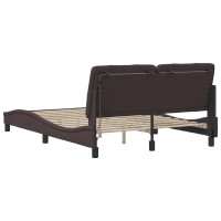 Produktbild för Bed Frame with LED without Mattress Dark Brown 120x200 cm Fabric
