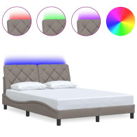 Produktbild för Bed Frame with LED without Mattress Taupe 120x200 cm Fabric