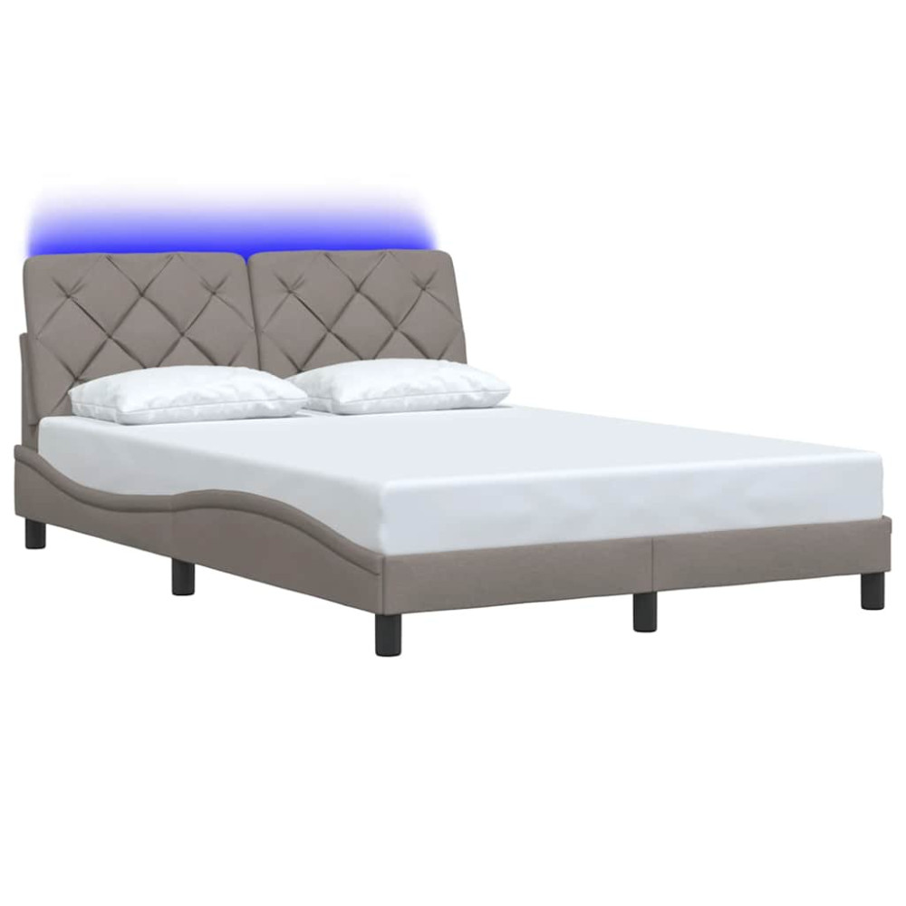Produktbild för Bed Frame with LED without Mattress Taupe 120x200 cm Fabric