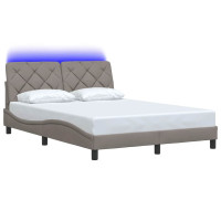 Produktbild för Bed Frame with LED without Mattress Taupe 120x200 cm Fabric