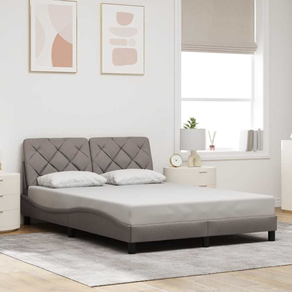 Produktbild för Bed Frame with LED without Mattress Taupe 120x200 cm Fabric