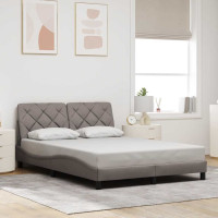Produktbild för Bed Frame with LED without Mattress Taupe 120x200 cm Fabric