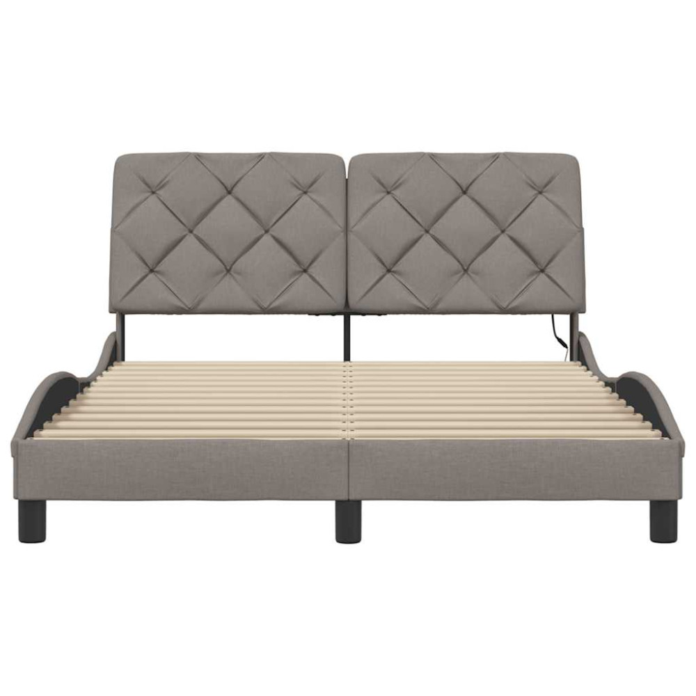 Produktbild för Bed Frame with LED without Mattress Taupe 120x200 cm Fabric
