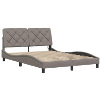 Produktbild för Bed Frame with LED without Mattress Taupe 120x200 cm Fabric