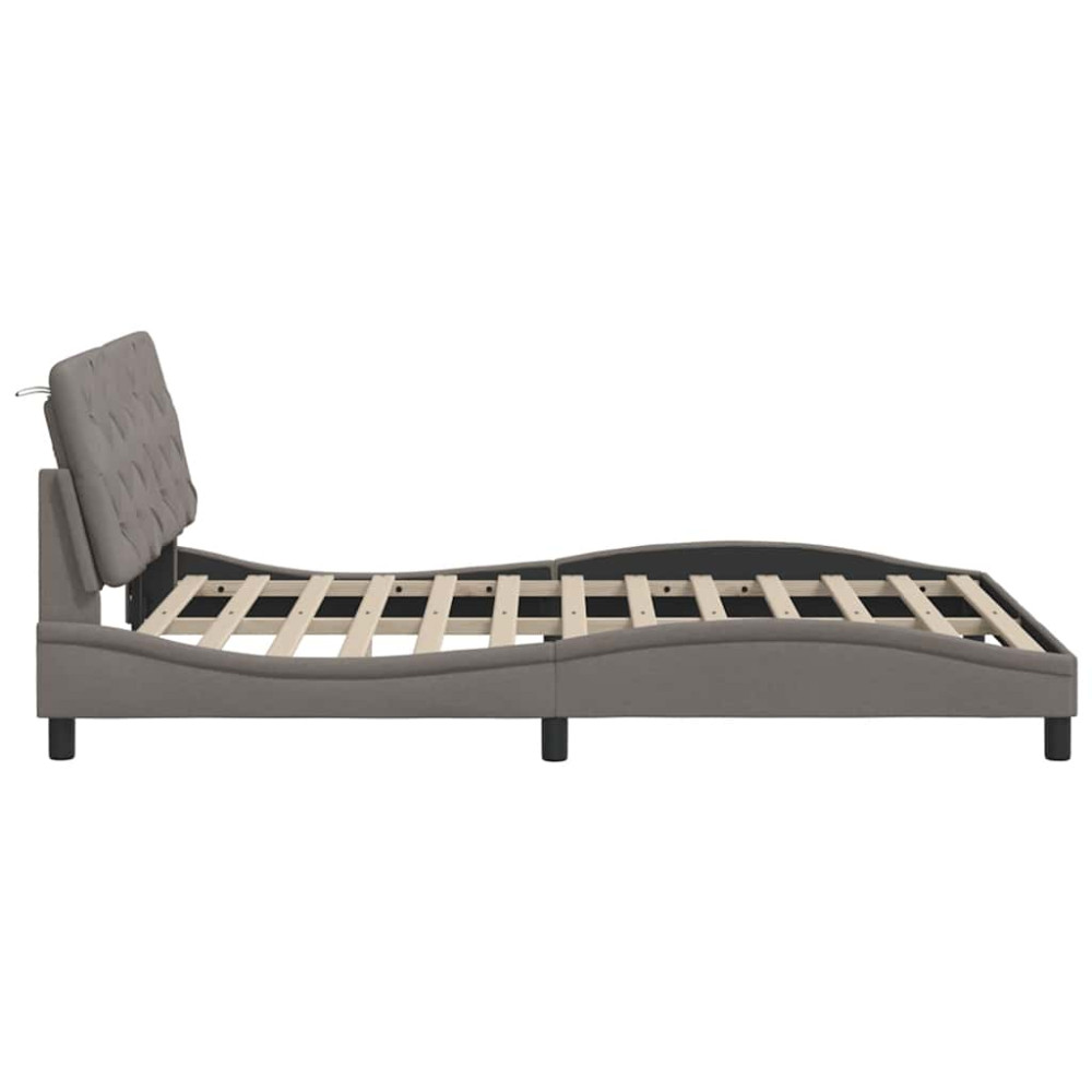 Produktbild för Bed Frame with LED without Mattress Taupe 120x200 cm Fabric