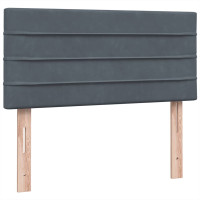 Produktbild för Resårsäng med madrass och LED mörkgrå 80x210 cm sammet