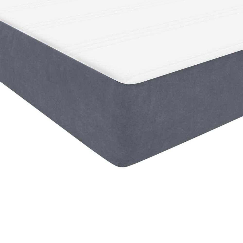 Produktbild för Resårsäng med madrass och LED mörkgrå 80x210 cm sammet