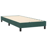 Produktbild för Resårsäng med madrass och LED mörkgrön 80x220 cm sammet