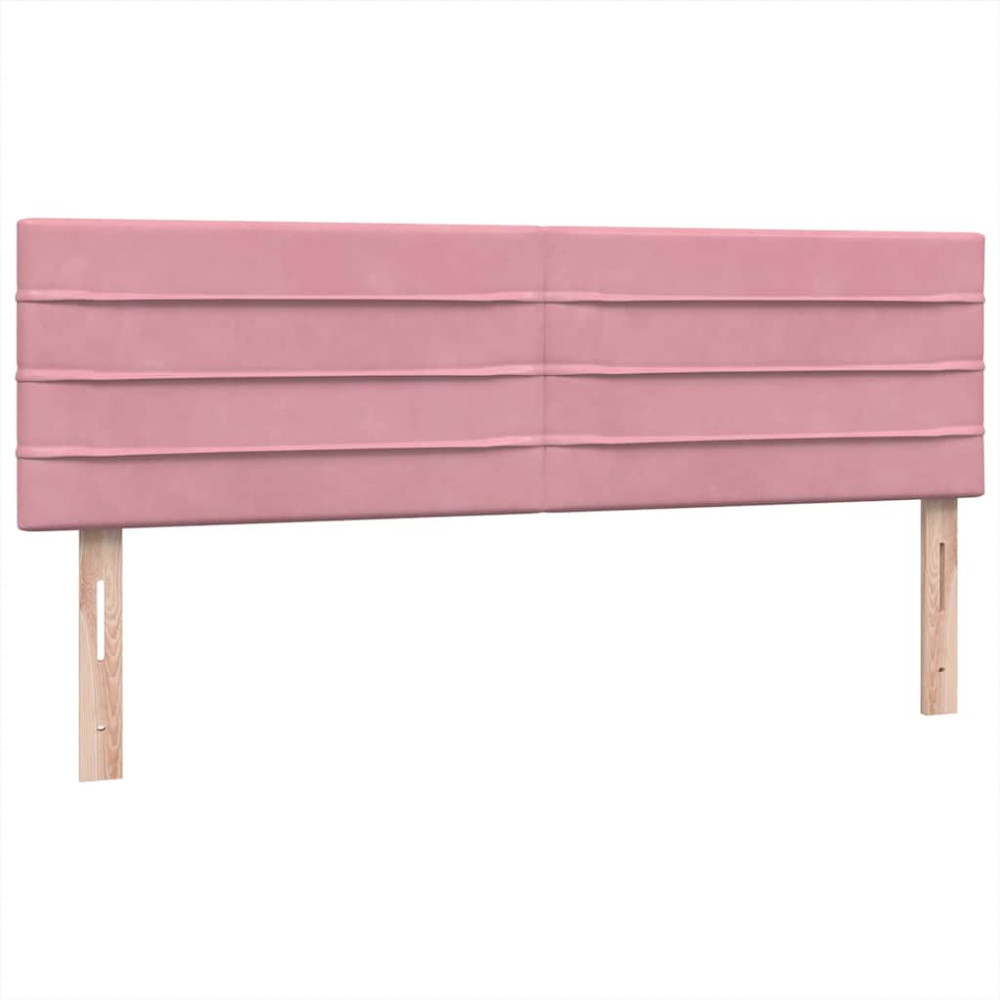 Produktbild för Resårsäng med madrass och LED rosa 160x220 cm sammet