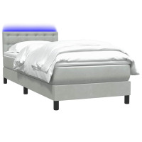 Produktbild för Resårsäng med madrass och LED ljusgrå 80x210 cm sammet
