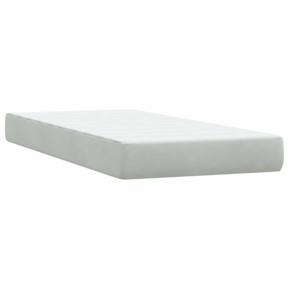 Produktbild för Resårsäng med madrass och LED ljusgrå 80x210 cm sammet