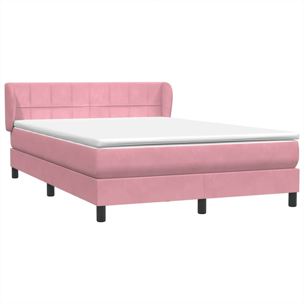 Produktbild för Ramsäng med madrass rosa 160x220 cm sammet