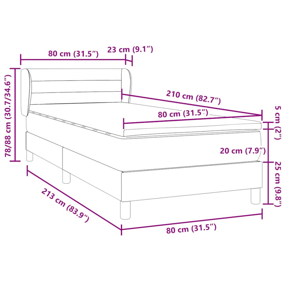 Produktbild för Ramsäng med madrass ljusgrå 80x210 cm sammet
