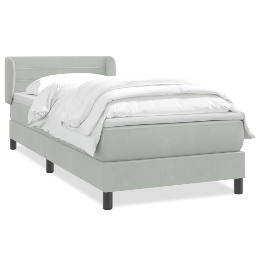 Produktbild för Ramsäng med madrass ljusgrå 80x210 cm sammet