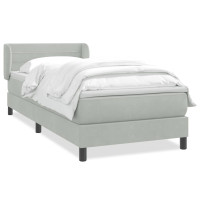 Produktbild för Ramsäng med madrass ljusgrå 80x210 cm sammet