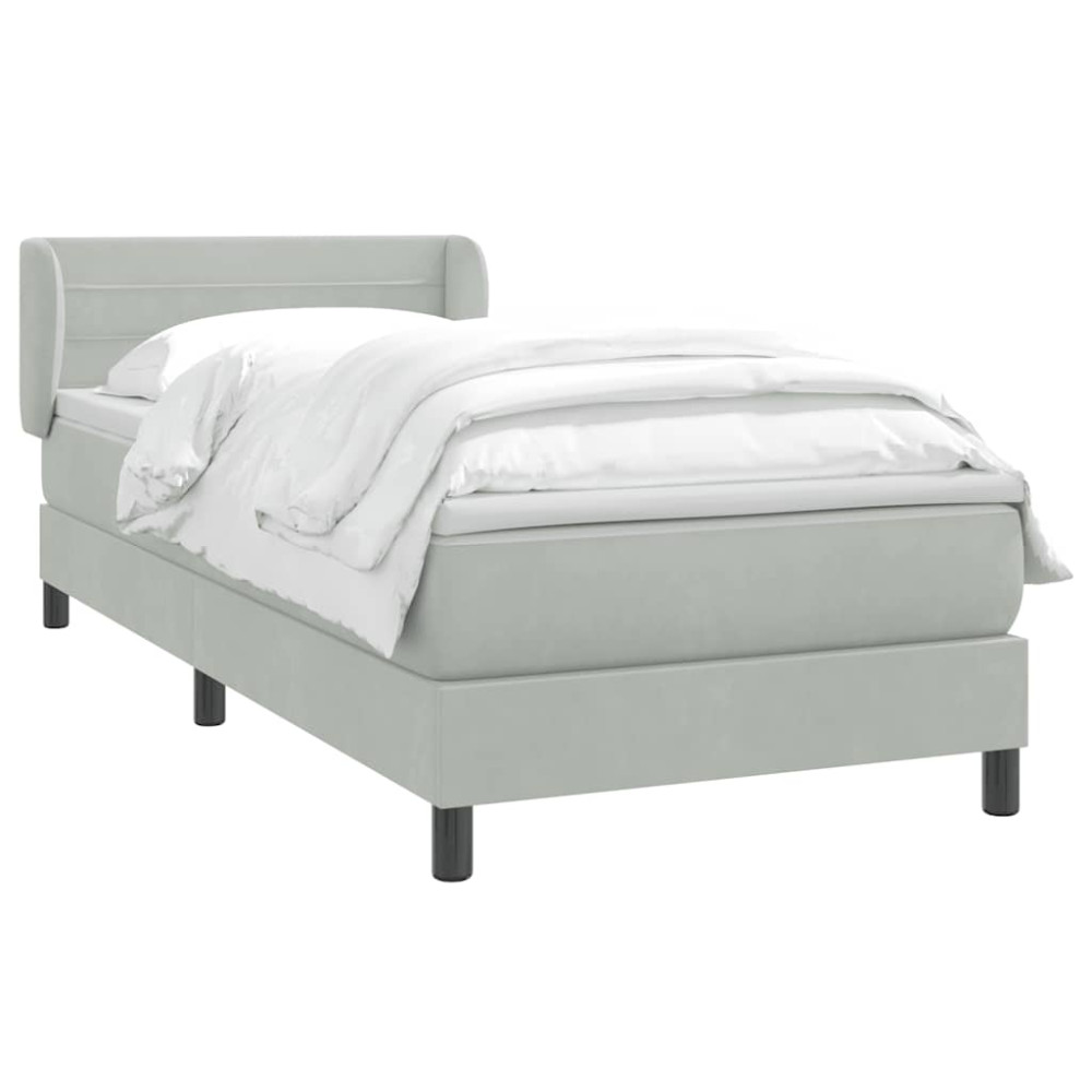 Produktbild för Ramsäng med madrass ljusgrå 80x210 cm sammet