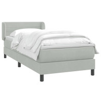 Produktbild för Ramsäng med madrass ljusgrå 80x210 cm sammet