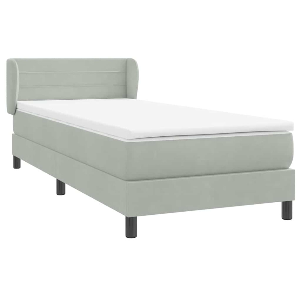 Produktbild för Ramsäng med madrass ljusgrå 80x210 cm sammet