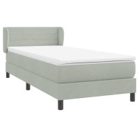 Produktbild för Ramsäng med madrass ljusgrå 80x210 cm sammet