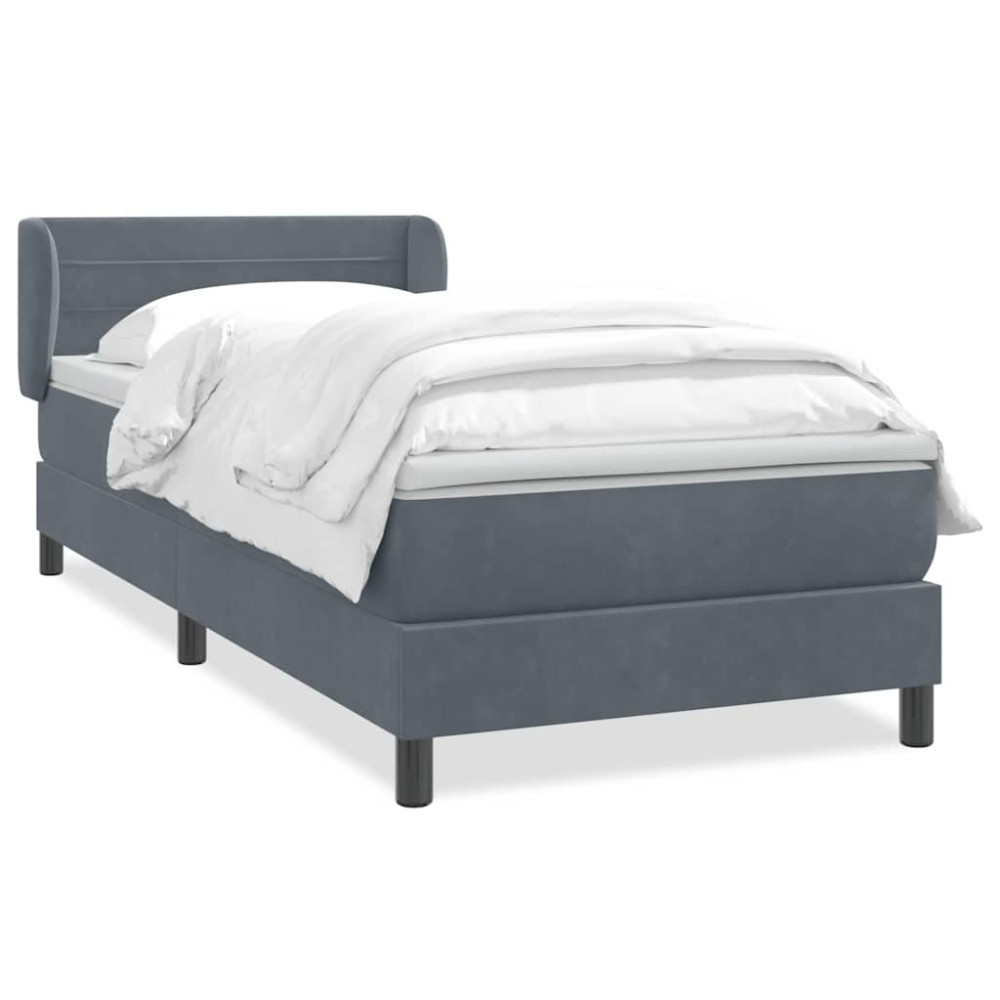 Produktbild för Ramsäng med madrass mörkgrå 80x210 cm sammet