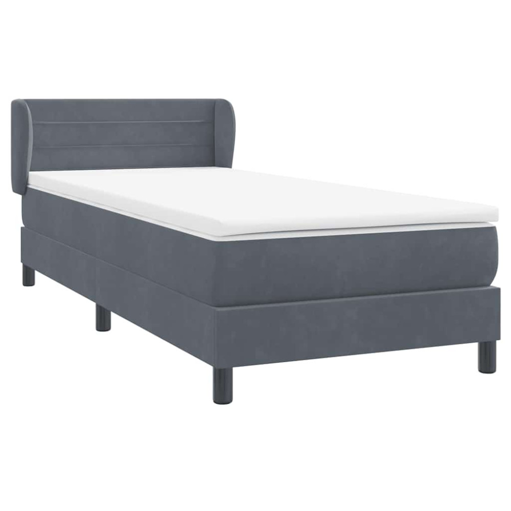 Produktbild för Ramsäng med madrass mörkgrå 80x210 cm sammet