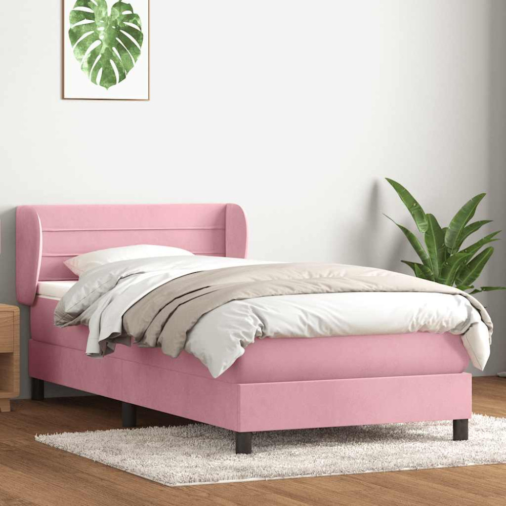 Produktbild för Ramsäng med madrass rosa 80x220 cm sammet