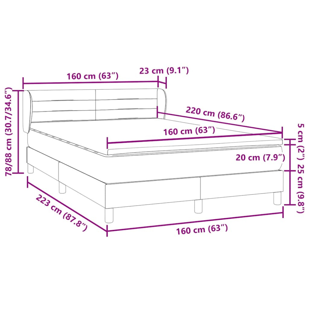 Produktbild för Ramsäng med madrass rosa 160x220 cm sammet