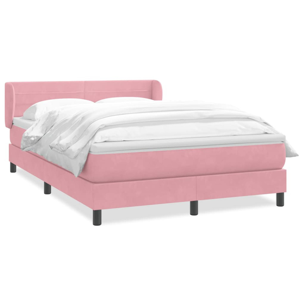 Produktbild för Ramsäng med madrass rosa 160x220 cm sammet