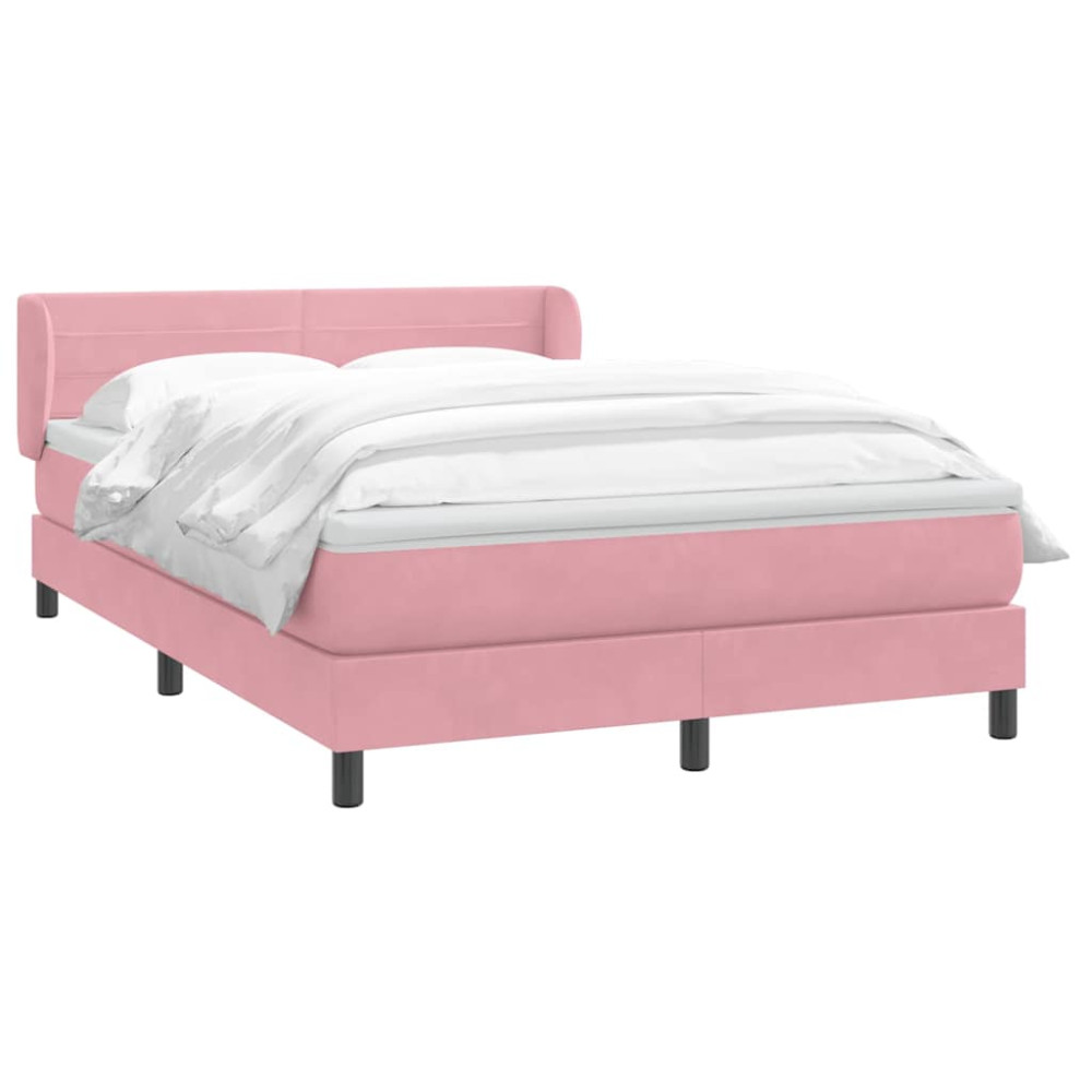 Produktbild för Ramsäng med madrass rosa 160x220 cm sammet