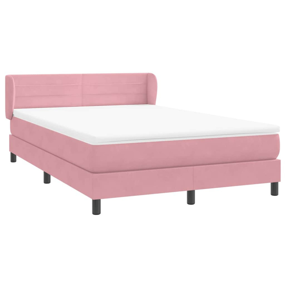 Produktbild för Ramsäng med madrass rosa 160x220 cm sammet