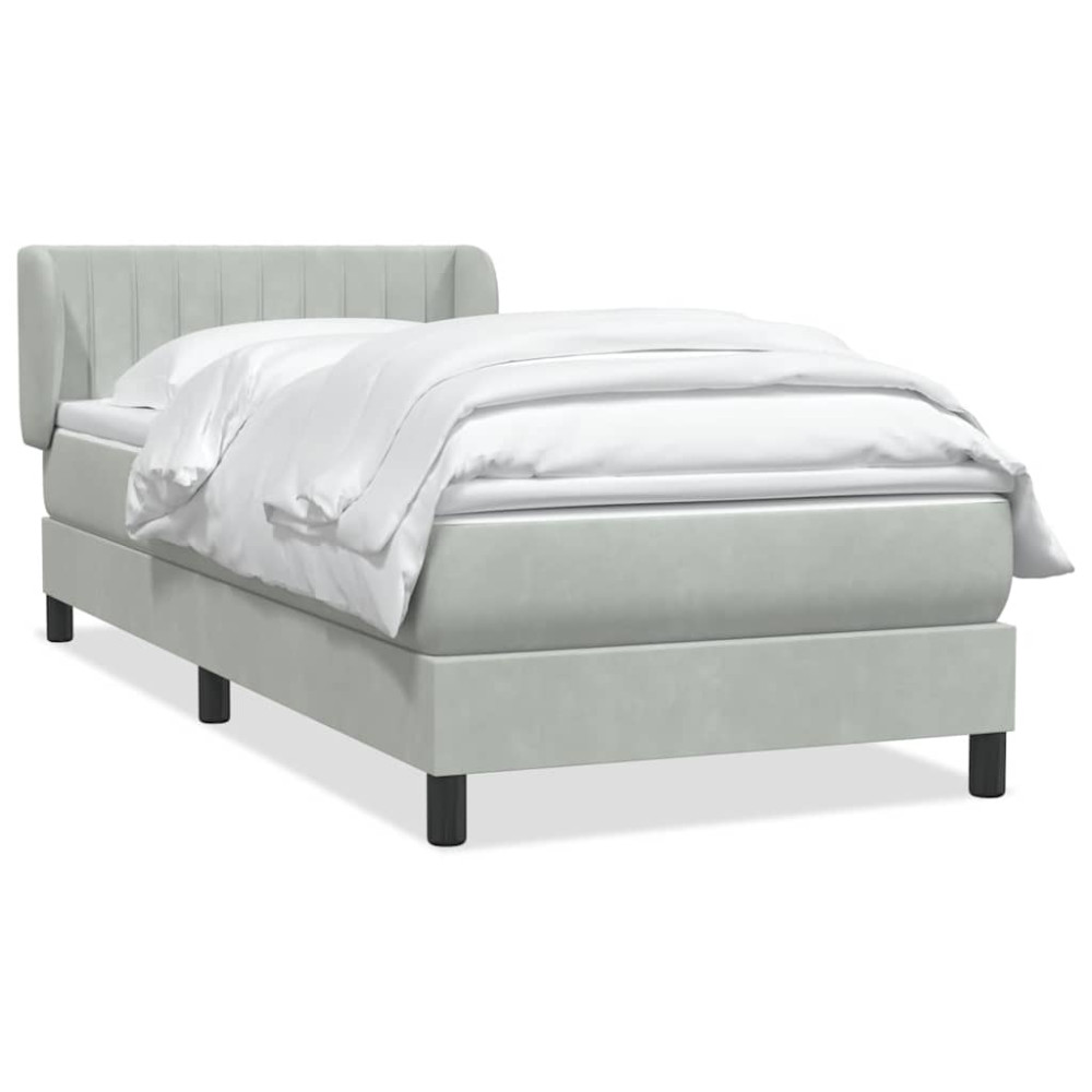 Produktbild för Ramsäng med madrass ljusgrå 80x210 cm sammet