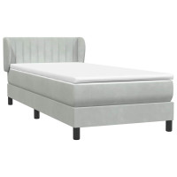 Produktbild för Ramsäng med madrass ljusgrå 80x210 cm sammet