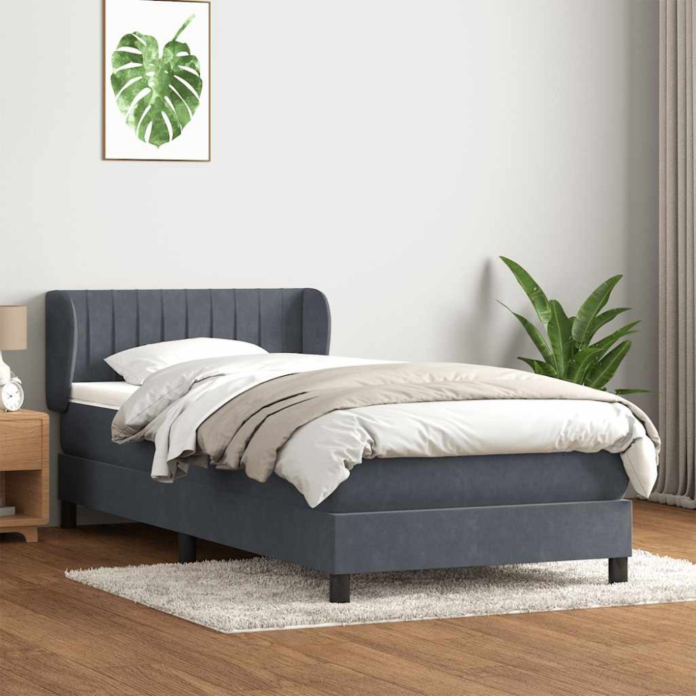 Produktbild för Ramsäng med madrass mörkgrå 80x210 cm sammet