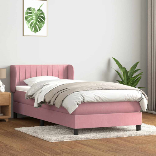 vidaXL Ramsäng med madrass rosa 80x220 cm sammet