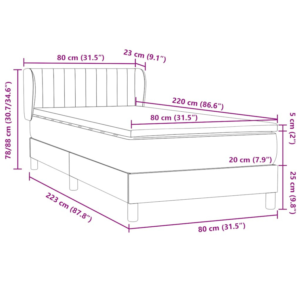 Produktbild för Ramsäng med madrass rosa 80x220 cm sammet