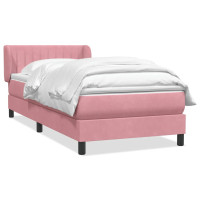 Produktbild för Ramsäng med madrass rosa 80x220 cm sammet