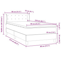 Produktbild för Ramsäng med madrass ljusgrå 80x210 cm sammet
