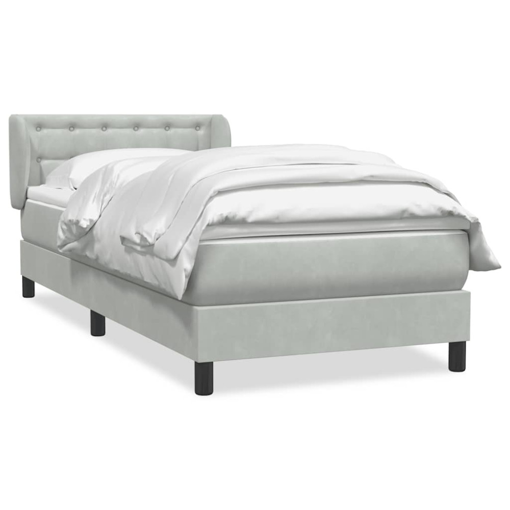 Produktbild för Ramsäng med madrass ljusgrå 80x210 cm sammet