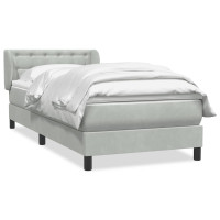Produktbild för Ramsäng med madrass ljusgrå 80x210 cm sammet