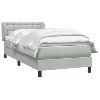 Produktbild för Ramsäng med madrass ljusgrå 80x210 cm sammet