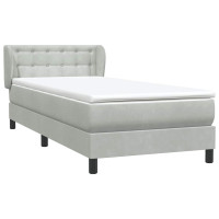 Produktbild för Ramsäng med madrass ljusgrå 80x210 cm sammet