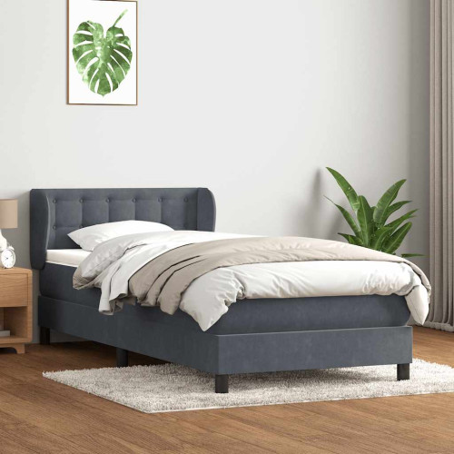 vidaXL Ramsäng med madrass mörkgrå 80x210 cm sammet