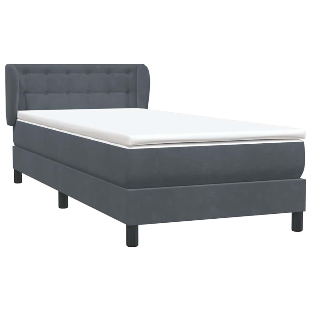 Produktbild för Ramsäng med madrass mörkgrå 80x210 cm sammet