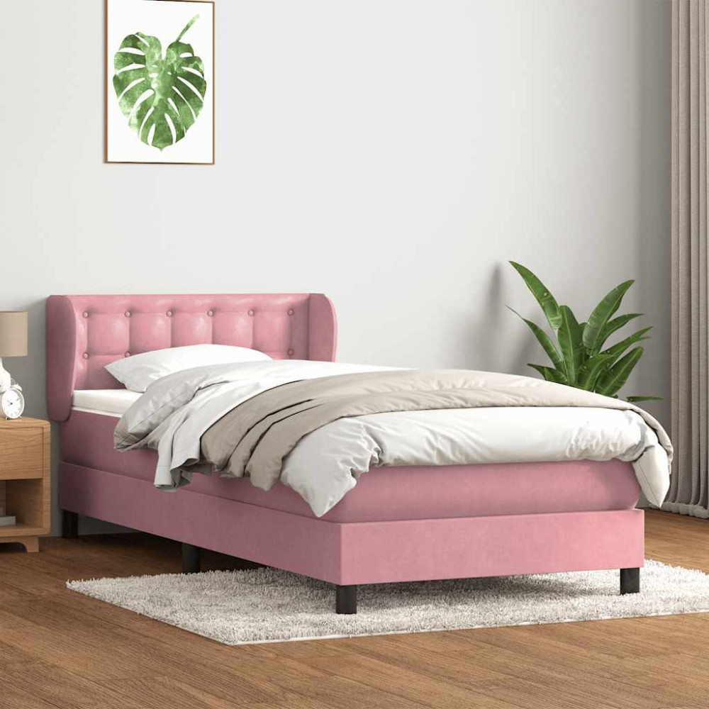 Produktbild för Ramsäng med madrass rosa 80x220 cm sammet