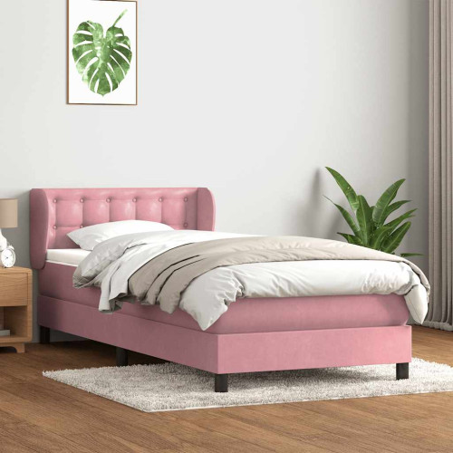 vidaXL Ramsäng med madrass rosa 80x220 cm sammet