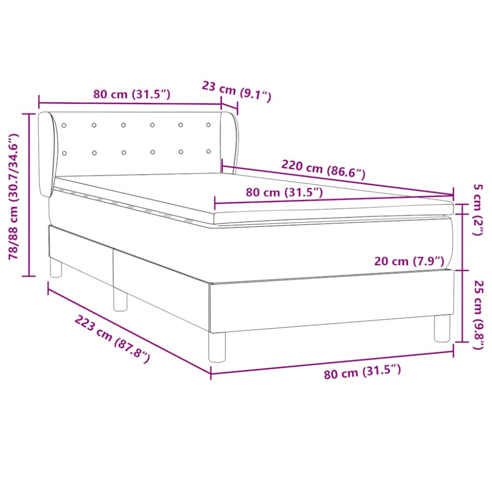 Produktbild för Ramsäng med madrass rosa 80x220 cm sammet