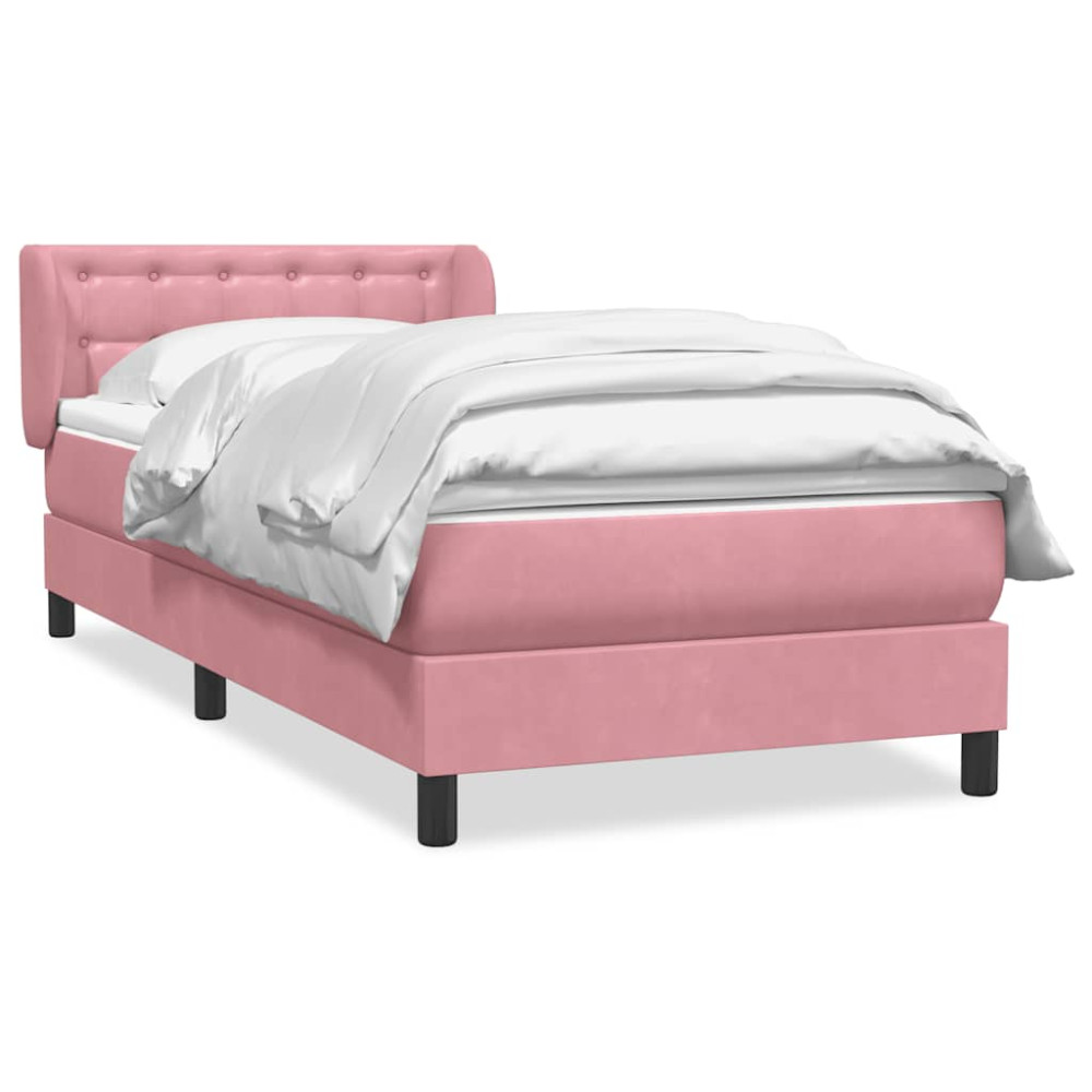 Produktbild för Ramsäng med madrass rosa 80x220 cm sammet