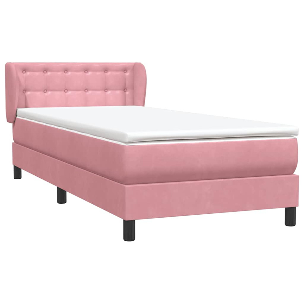 Produktbild för Ramsäng med madrass rosa 80x220 cm sammet
