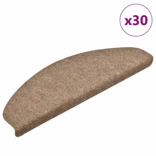 vidaXL Trappmattor självhäftande 30 st 65x21x4 cm beige halvrunda stora