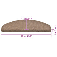 Produktbild för Trappmattor självhäftande 30 st 65x21x4 cm beige halvrunda stora